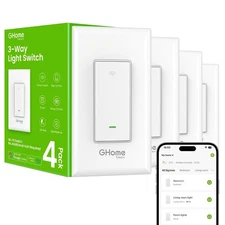 Switch, 3 Way Wi-Fi Light Switch with Alexa and Google Home, 2.4GHz Schedule ...