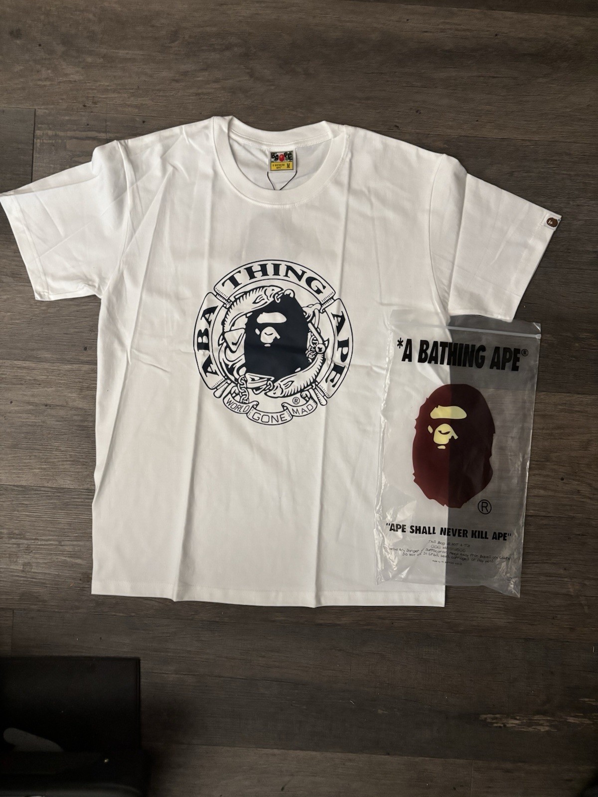 Black & White BAPE Tee Shirt - Medium Size