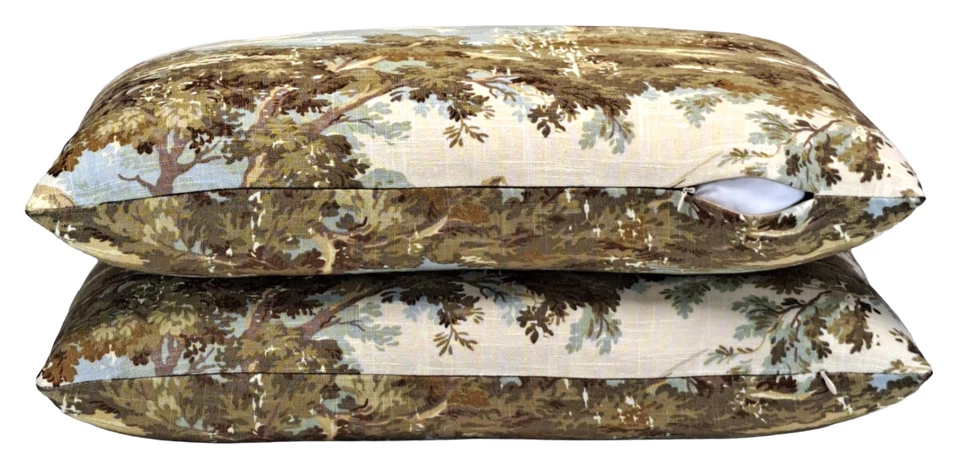 Fly Fishing Toile Avondale Decorative 14x24 Throw Pillow Cover Lumbar Linen - Image 3 of 4