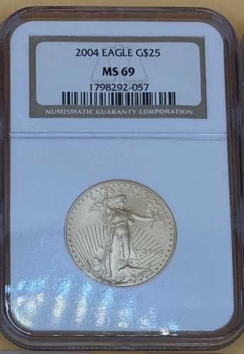 2004 $25 AMERICAN EAGLE 1/2 OZ GOLD COIN NGC MS69 MINT STATE 69 .5oz 1/2oz