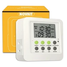 3-in-1 Dual Outlet Timer Plug, 7 Day Programmable Digital Switch, 15A