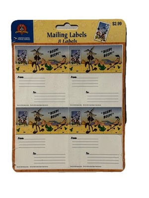 Vintage Looney Tunes/Road Runner Wile E Coyote USPS Mailing Labels NEW 2000