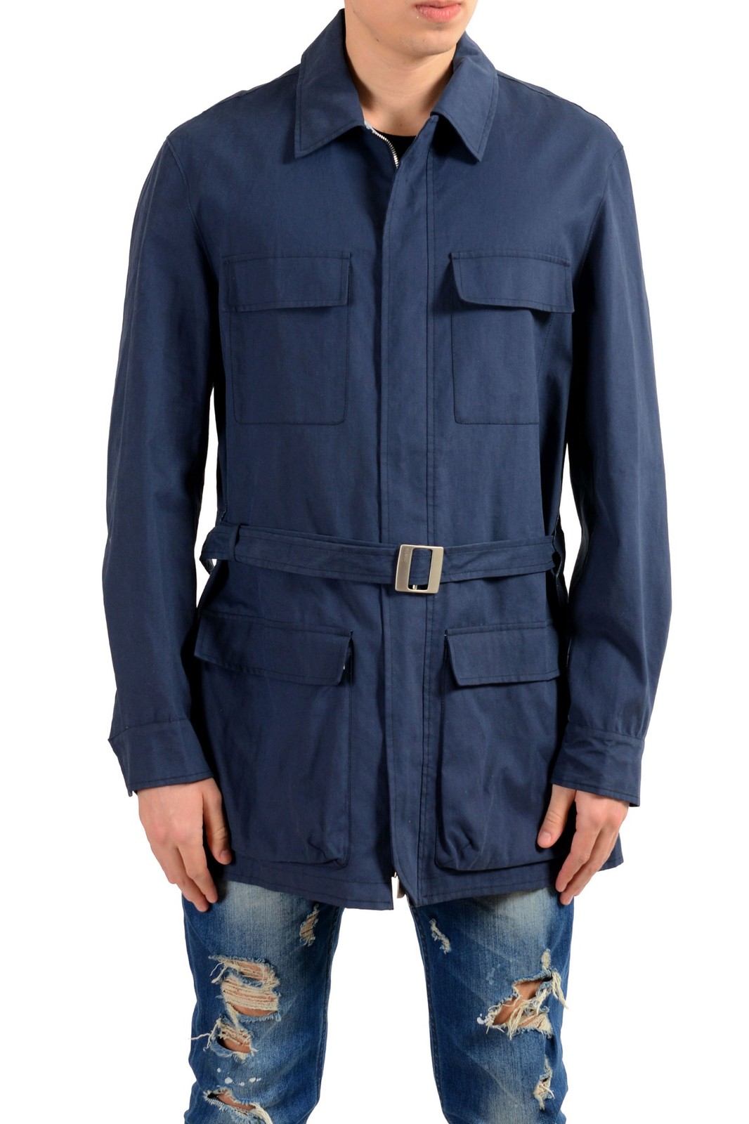 Мужское базовое пальто Malo темно-синего цвета на молнии Sz M XL 2XL 26090₽