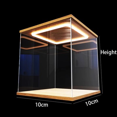 LED Lighted Diorama Acrylic Wooden Display Case for Collectible Action Figures