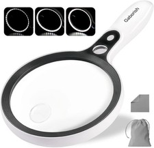 Large Handheld Magnifying Glass With 37 LED Lights 10X 20X 45X Illuminated Lens