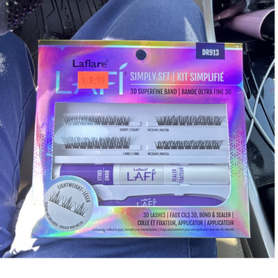 Laflare Lafi Simply Set DR913 3D Superfine Band Strip Eyelashes Kit Black