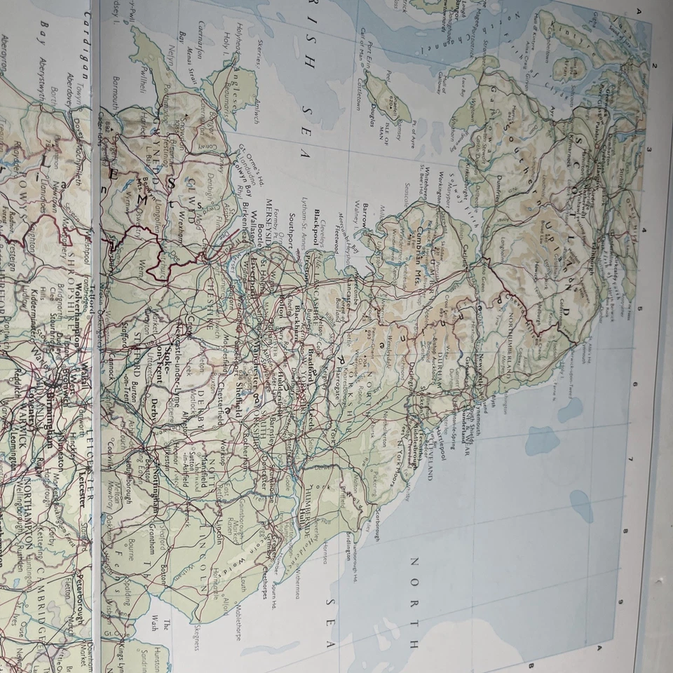 1992: Карта Англии и Уэльса PCW #12/13 Шотландии винтажный коллекционный старый принт - Изображение 2 из 4