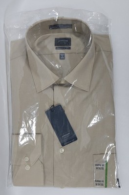 Arrow Men's Classic Fit Long Sleeve Button Down Shirt Poplin Tan Size 16, 34/35