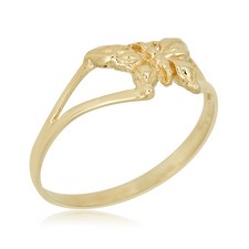AVORA 10K Yellow Gold Butterfly Ring, Size 3 - 3