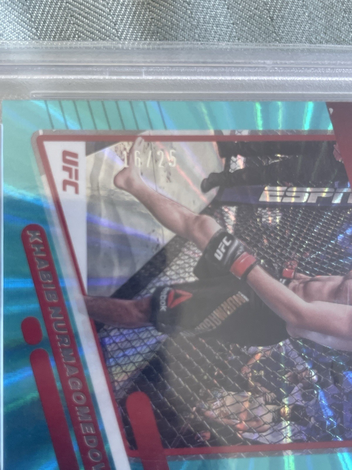 UFC 2022 "KHABIB NURMAGOMEDOV" #4 PSA 10 TEAL LASER 16/25 Donruss Panini Prizm view 3