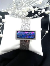 Handmade Dichroic Glass Pendant or Cuff Bracelet