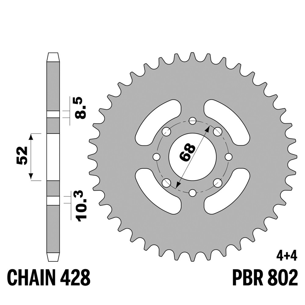 Pignon arrière PBR pas 428 anti-usure pour réparer la transmission Suzuki JR 80 2004