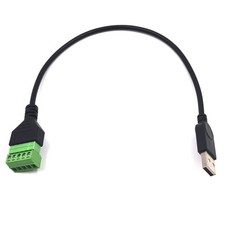 12 Inch USB 2.0 5 Pin Male Terminal Block Cable, USB Plug Bolt Screw Solderle...