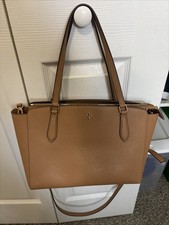 Tory Burch Brown Leather Mini Purse with Gold Zippers PRE-OWNED