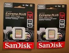 SanDisk Extreme Plus SDXC UHS-I Card (128GB) 190 MB/S SPEED Lot Of 2
