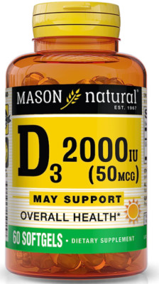 Mason Natural Vitamin D3 50 mcg (2000 IU), 60 Softgels 311845150158VL