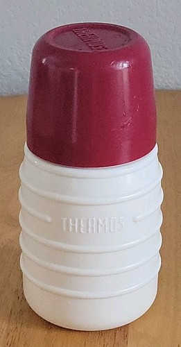 Vintage Thermos Lunch Box Size 6 1/2" Insulated Bottle Red Cap Model 3600 - Picture 2 of 4