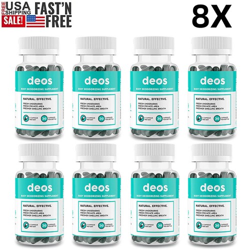 1-8X DEOS Internal Deodorant For Full Body Deodorize Supplement - 30 Capsules