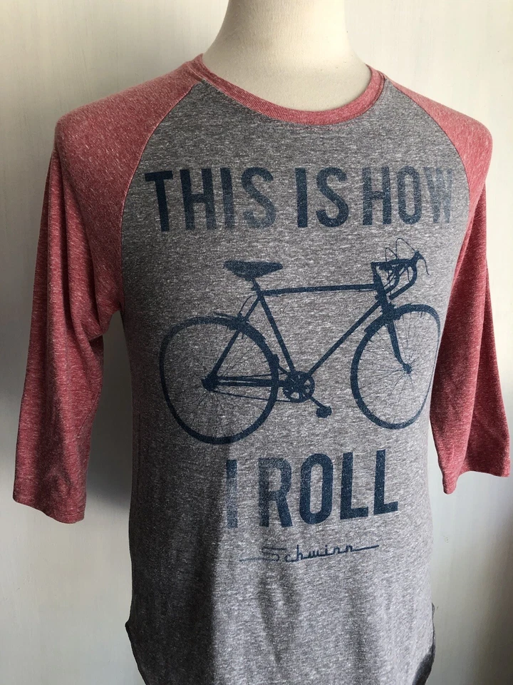 Camiseta oficial SCHWINN "This Is How I Roll" bicicleta raglán 10 velocidades talla pequeña Foto 2 de 4