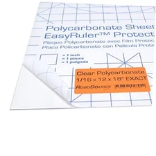 Polycarbonate Clear Plastic Sheet 12" X 18" X 0.0625" (1/16") Exact, EasyRuler 