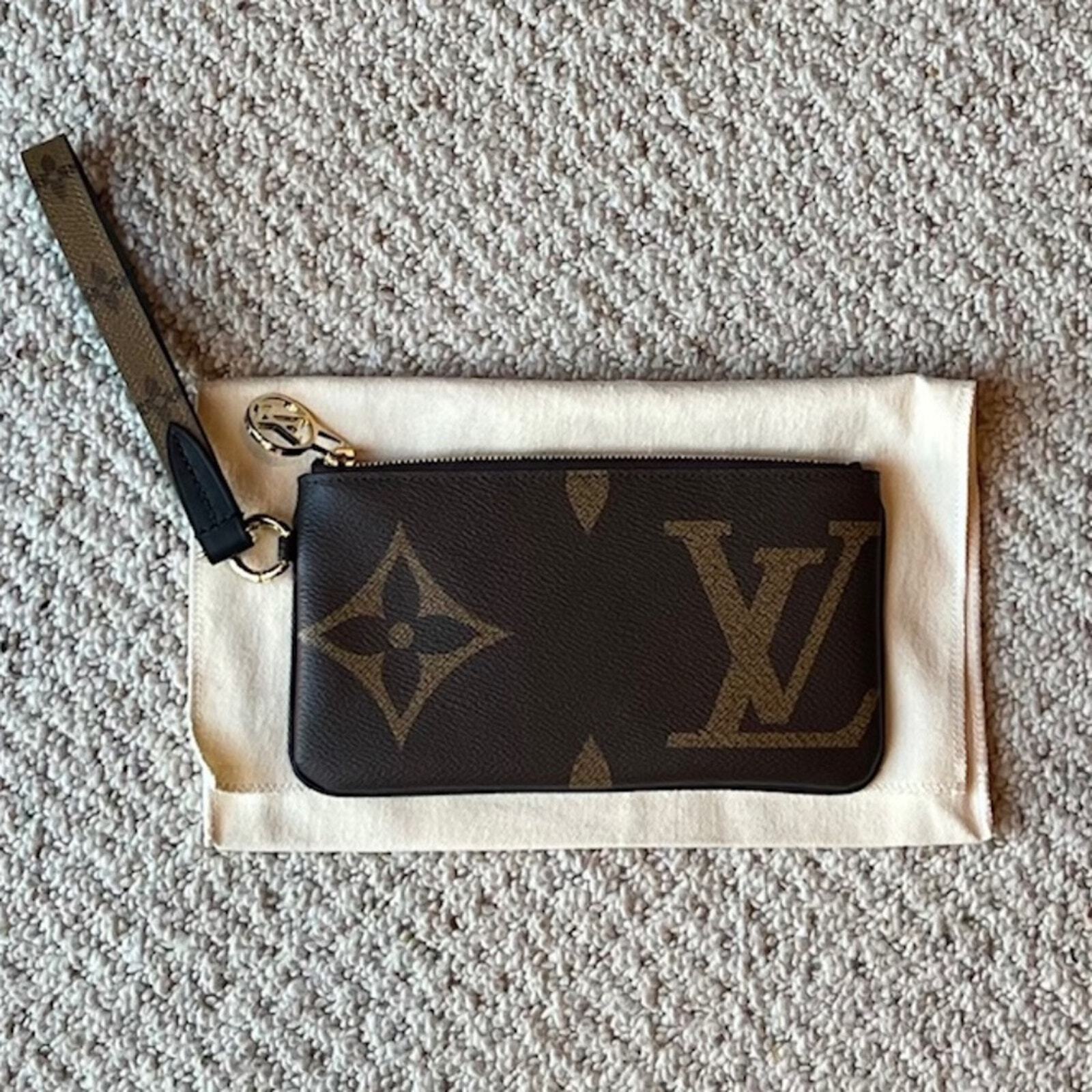 Louis Vuitton Large Rectangle Wrist Pouch w/ LV wristlet strap Monogram Giant