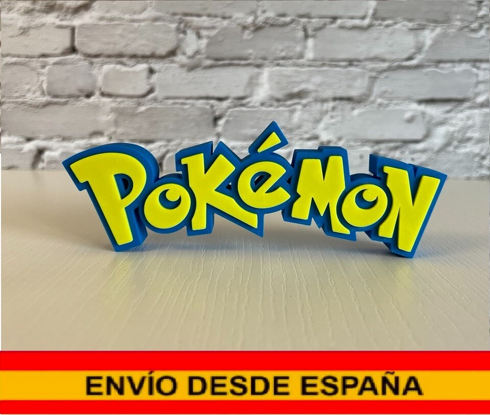 Logo Pokemon decoración pared y muebles. Impreso en 3d. Pikachu