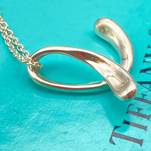 Tiffany & Co. Initial Letter Large E Necklace 28" Elsa Peretti Silver - Picture 3 of 5