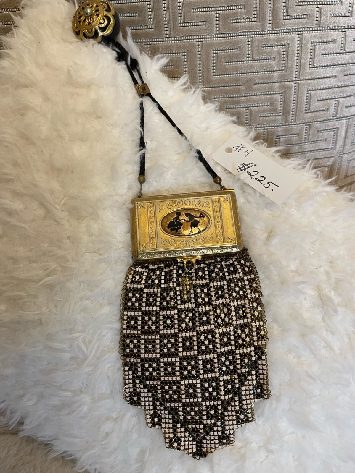 Antique vintage compact mesh purse - image 1