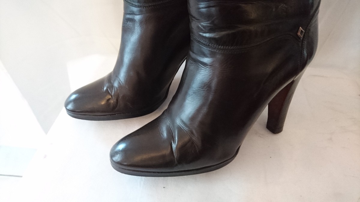 Bottes Vintage En Cuir BARGIF Italie 1982 - Marron Foncé - Taille 35.5 - Talon Haut - Occasion