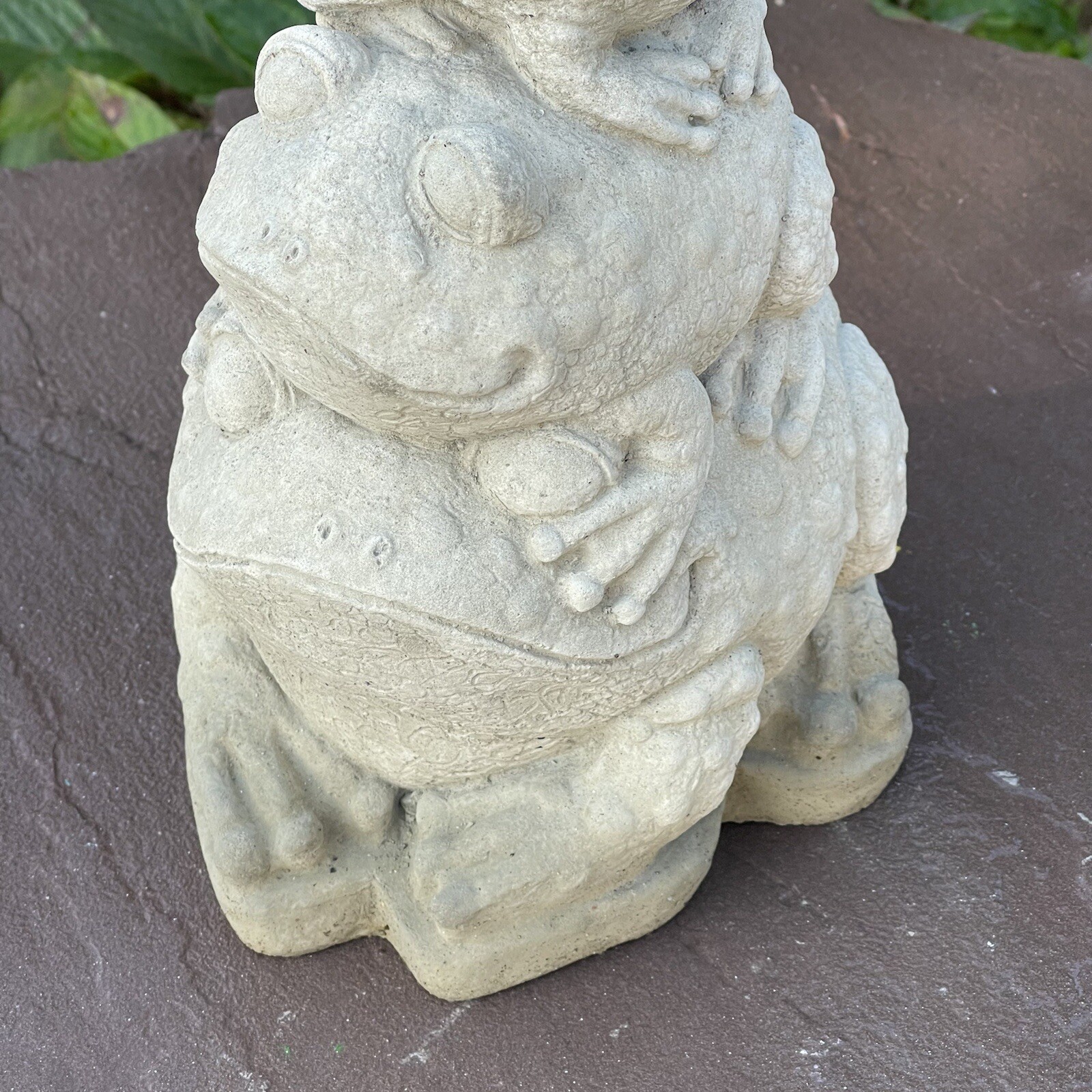 Concrete Frog Garden Statue Outdoor Decor Totem Stack Lawn Ornament