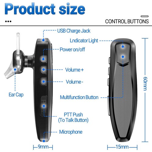 Wireless Bluetooth Earphone for Baofeng UV5R series UV-82 BF-888S Walkie Talkie - Zdjęcie 8 z 16