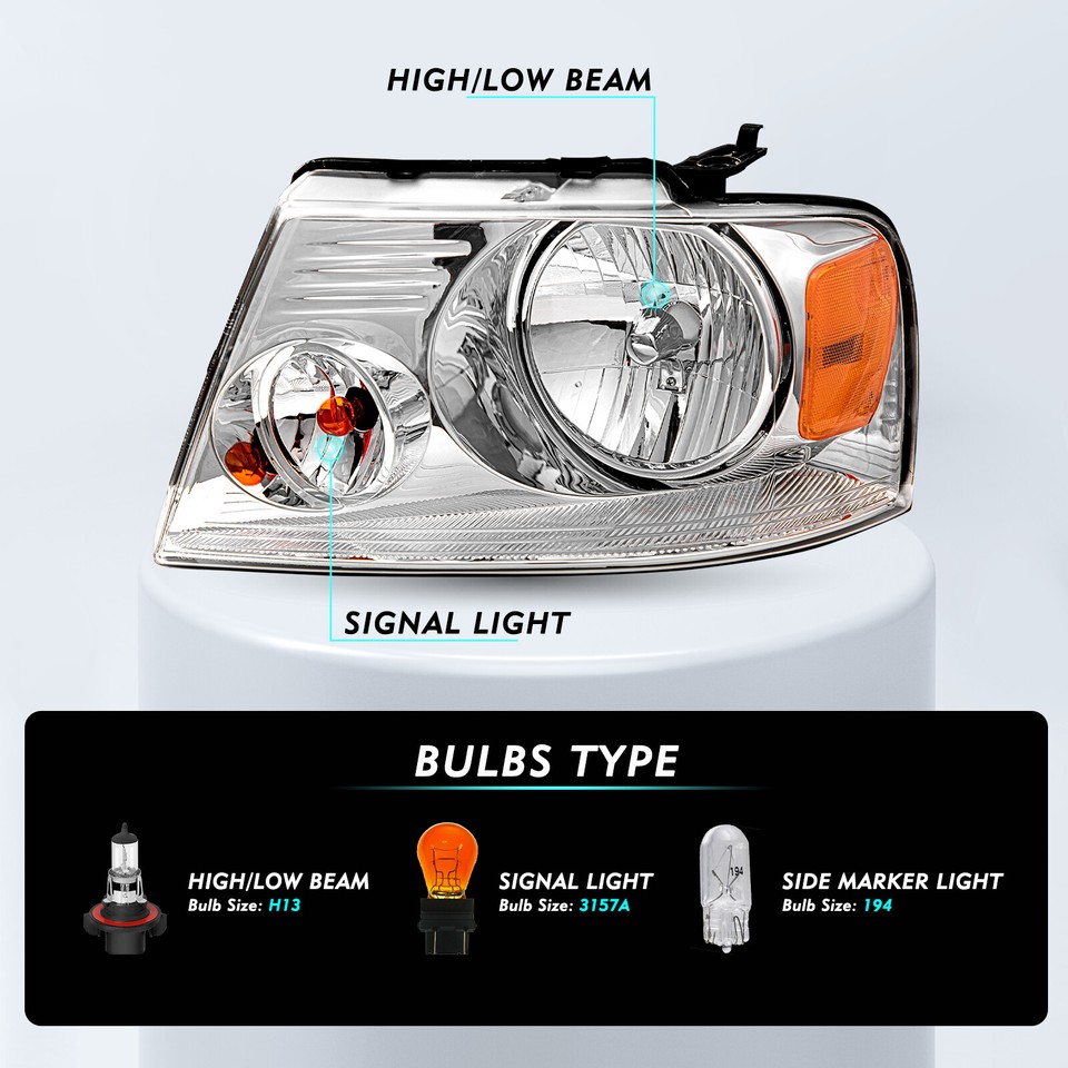 FOR 04-08 FORD F150 LINCOLN MARK LT OE STYLE HEADLIGHTS HEAD LAMPS BLACK/AMBER E - Foto 6