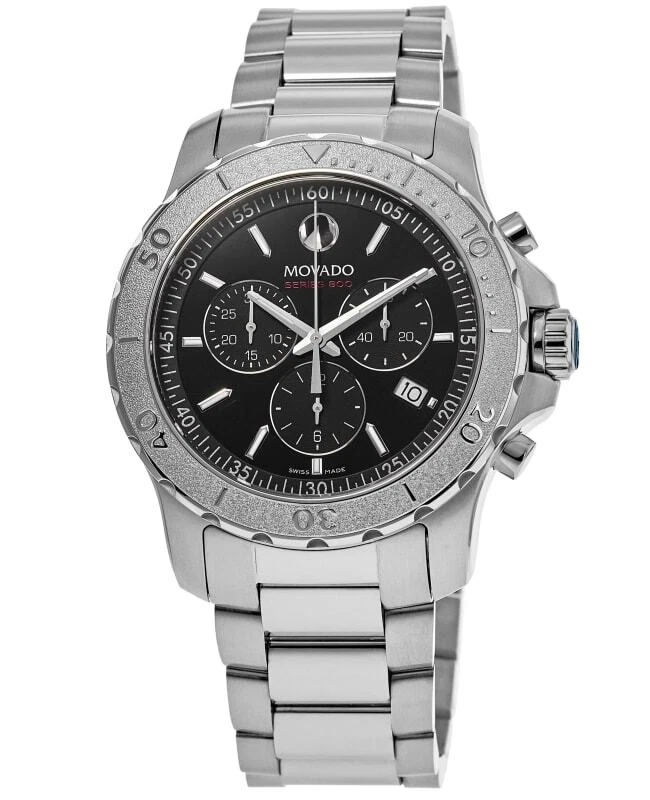 Movado Series 800 Black Chronograph Steel Men s Watch 2600110 SD