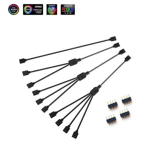 Sync Motherboard Cable 4PIN 12V RGB 3PIN 5V ARGB 1 to 2/1 to 3/1 to 4/1To 5 Exte - 第 3/22 張圖片