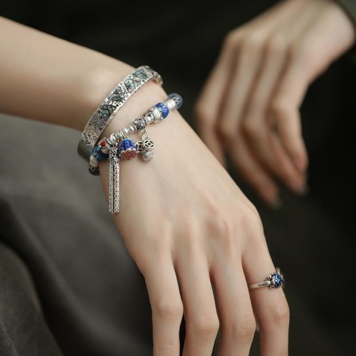 Nuevo Brazalete Piscis Estilo Étnico Retro Chino, Esmalte Koi Buena Suerte Color - Imagen 7 de 11