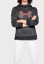 NEW Under Armour Women's Medium Big Logo Scuba Hoodie Black Long Sleeve