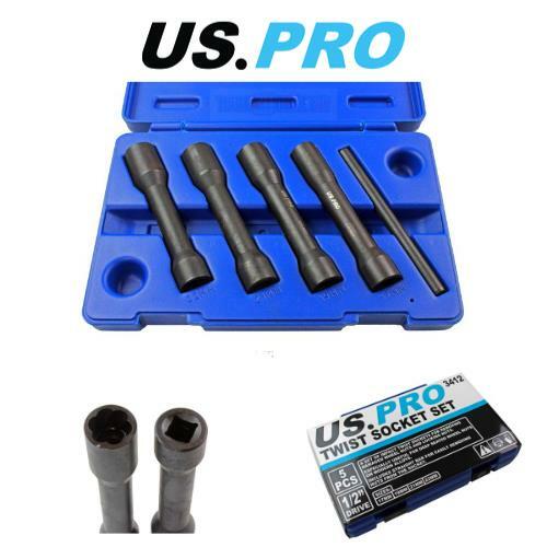 US PRO 5PC 1/2"" DR Impact Twist Socket Set Damaged Nuts Bolts & Studs Removal