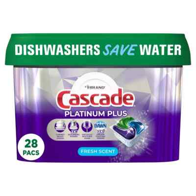 Cascade Fresh Platinum Plus Action Pacs Dishwasher Detergents 28pacs