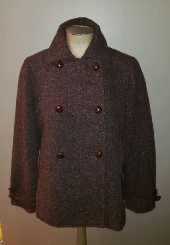 NWT LL BEAN HARVEST WOOL BLEND TWEED LADIES PLUM BERRY DRESS PEA COAT S RET $159 - Picture 2 of 11