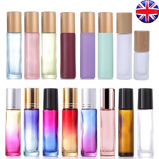 5x 10ml Roll On Glass Bottle Essential Perfume Oil Roller Ball Empty Clear Pink