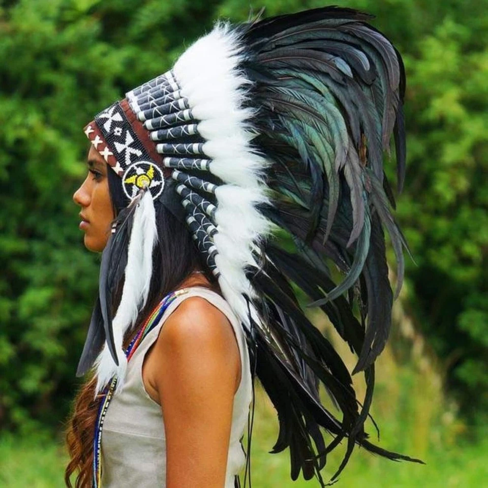 Handmade Feather Headdress - Adjustable Unisex Native American Inspired Fashion - Image 4 of 4