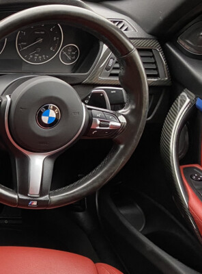 4x Carbon Fiber Style Interior Door Handle Cover For 2013-2018 BMW F30