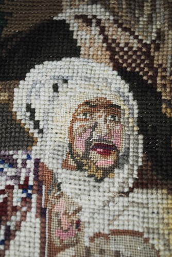ANTIQUE BERLIN NEEDLEPOINT WITH PETIT POINT STITCHES PANEL, BIBLICAL SCENE - Picture 5 of 11