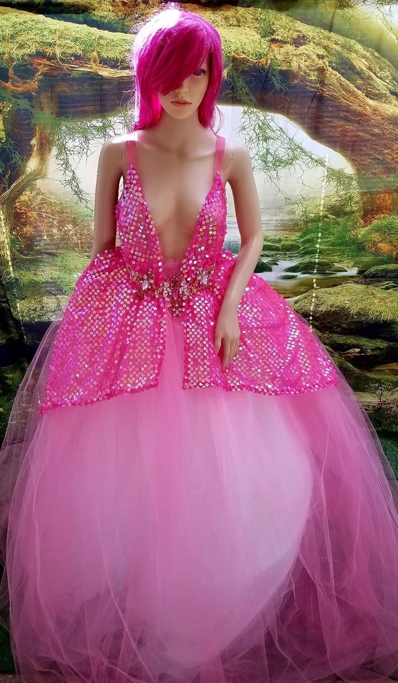 SWARA Fucsia Rosa Lentejuelas Tul Boho Jardín Ninfa Novia Boda Vestido de Baile Foto 4 de 4