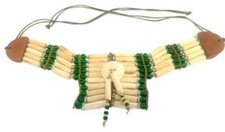 GREEN BEAD COLOR STONE SMALL BREAST PLATE chest dreamcatcher pendant cream JL719