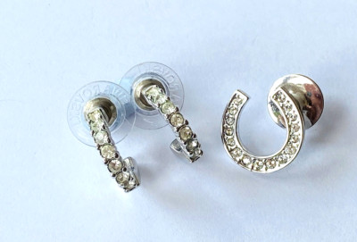 Original Swarovski Ohrringe silberfarben & Glückshufeisen Pin gestempelt