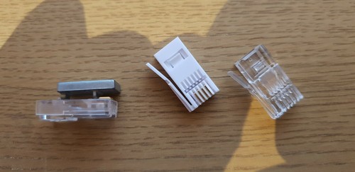 5 x BT 4 Wire 431A Telephone CLEAR Plugs Crimp End+ Metal Crimping Tool BNIB Kit - Picture 2 of 6