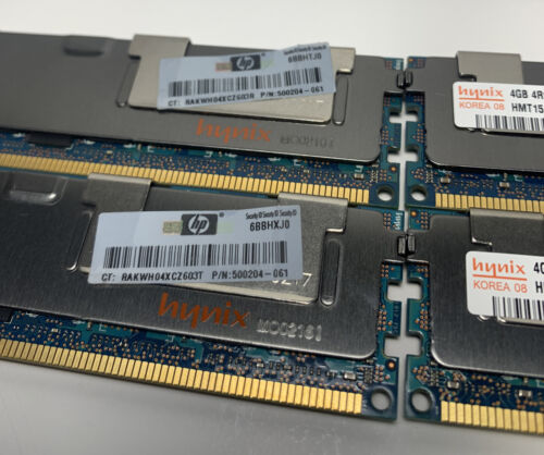 16GB HP 500204-061 (4x 4GB) 4Rx8 PC3-8500R HYNIX HMT151R7BFR8C For HP G7 - Picture 3 of 5