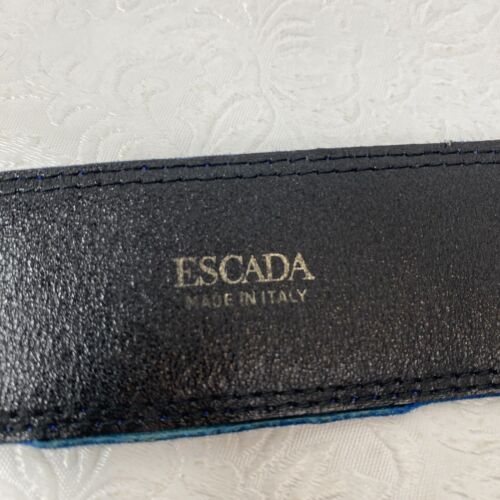 READ Vintage ESCADA Blue Suede Belt Studded w Silver Tone Buckle Size 42 Italy - Picture 14 of 14