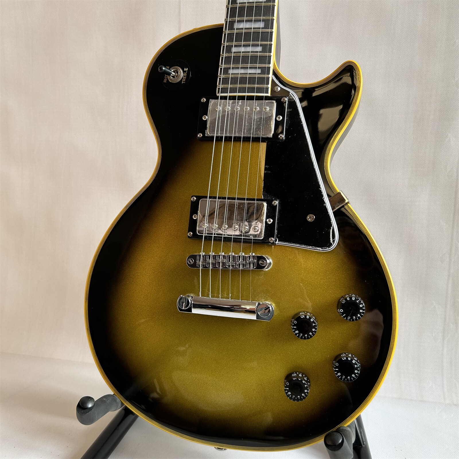 Custom LP Thick Gold Burst Electric Guitar HH Pickups Chrome Hardware 6 String